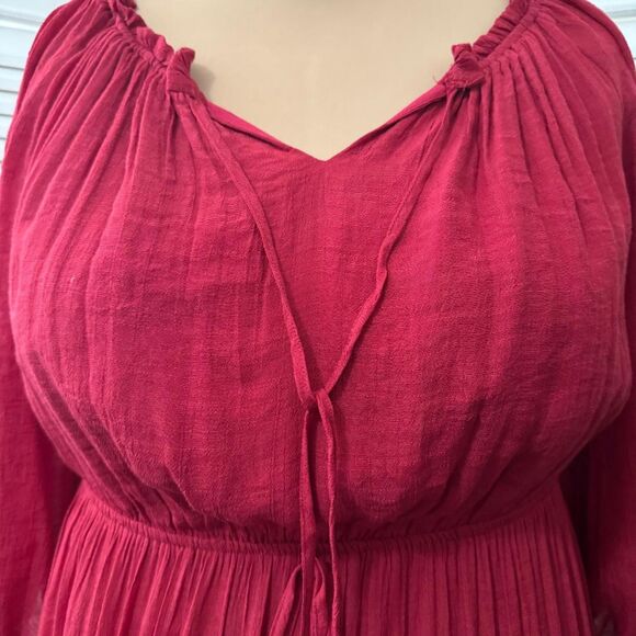 MITTOSHOP Long Sleeve Elastic Waist Tiered Versatile Maxi Dress, NWT! 2X 2XL - Picture 2 of 13